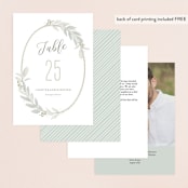 "Modern Wreath" - Table Numbers in Sage by Hooray Creative - Back of Card Options