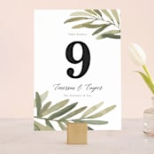 "Olive Branch" - Table Numbers in Olive by Wildfield Paper Co - Front