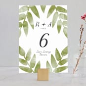 "Watercolor Leaf" - Table Numbers in Porcelain by Johanna McShan - Front