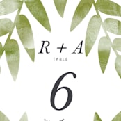 "Watercolor Leaf" - Table Numbers in Porcelain by Johanna McShan - Detail