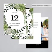 "Agave & Greens" - Table Numbers in Ivory by Susan Moyal - Back of Card Options