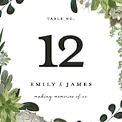 "Agave & Greens" - Table Numbers in Ivory by Susan Moyal - Detail