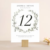 "Watercolor Wreath" - Table Numbers in Linen by Katrina Crouch - Front