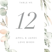 "Romantic Eucalyptus" - Table Numbers in Sage by Petra Kern - Detail