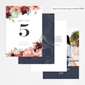 "Cascading Florals" - Table Numbers in Rouge by Leah Bisch - Back of Card Options