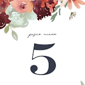 "Cascading Florals" - Table Numbers in Rouge by Leah Bisch - Detail