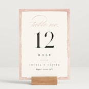"First Love" - Table Numbers in Blush by Pixel and Hank - Displayed (stand not included)