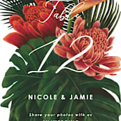 "Tropical Bouquet" - Table Numbers in Basil by Elly - Detail