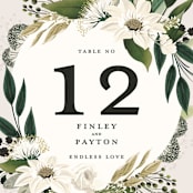 "Botanical Ring" - Table Numbers in Ivory by Susan Moyal - Detail