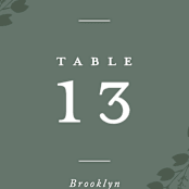 "Falling Branch" - Table Numbers in Eucalyptus by Amy Kross - Detail