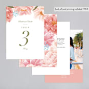 "Peony Gardens" - Table Numbers in Peony by Inna Moreva - Back of Card Options