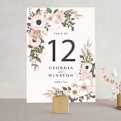 "Spring Botanicals" - Table Numbers in Blush by Susan Moyal - Front