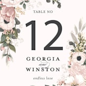 "Spring Botanicals" - Table Numbers in Blush by Susan Moyal - Detail