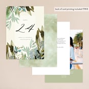 "Gardens Edge" - Table Numbers in Garden by Grace Kreinbrink - Back of Card Options