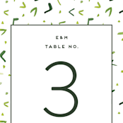 "Evergreens Watercolor" - Table Numbers in Forest by Yao Cheng Design - Detail