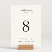 "Charming" - Table Numbers in Pearl by AK Graphics - Displayed (stand not included)