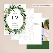 "Mixed Greenery" - Table Numbers in Emerald by Susan Moyal - Back of Card Options
