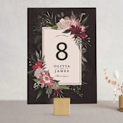 "Midnight Botanicals" - Table Numbers in Cranberry by Susan Moyal - Front