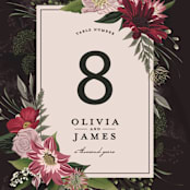 "Midnight Botanicals" - Table Numbers in Cranberry by Susan Moyal - Detail