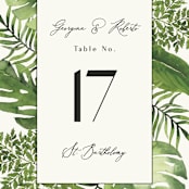 "Tropical Vows" - Table Numbers in Jade by Chris Griffith - Detail