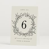 "leafy wreath" - Table Numbers in Cotton by Kate Ahn - Folded