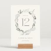 "Amorino" - Table Numbers in Sage by Petra Kern - Displayed (stand not included)