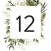 "Enchanted Greenery" - Table Numbers in Frost by Susan Moyal - Detail