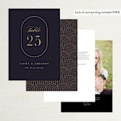 "Monogram a la Mode" - Table Numbers in Midnight by Hooray Creative - Back of Card Options