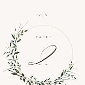 "Green Wreath" - Table Numbers in Champagne by Lori Wemple - Detail