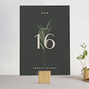 "Modern Leaves" - Table Numbers in Smoked by Shannon Chen of Four Wet Feet Studio - Front