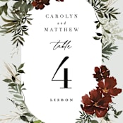 "harvest" - Table Numbers in Cabernet by Everett Paper Goods - Detail