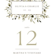 "Wedding Fields" - Table Numbers in Fern by Chris Griffith - Detail
