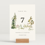 "Great Outdoors" - Table Numbers in Forest by Petra Kern - Displayed (stand not included)