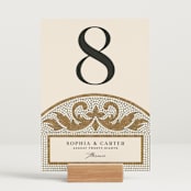 "Floral mosaic" - Table Numbers in Sand by GeekInk Design - Displayed (stand not included)