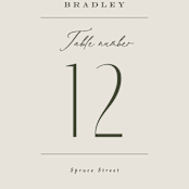 "Moderne" - Table Numbers in Graphite by Everett Paper Goods - Detail