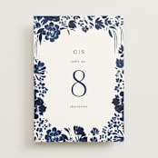 "brushstrokes in bloom" - Table Numbers in Indigo by Angela Marzuki - Front