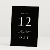 "Modern Classic Names" - Table Numbers in Onyx by Emily Betts - Folded