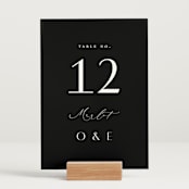 "Modern Classic Names" - Table Numbers in Onyx by Emily Betts - Displayed (stand not included)
