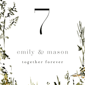 "We Walk Together" - Table Numbers in Evergreen by Petra Kern - Detail
