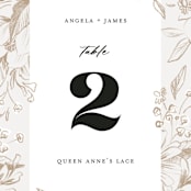 "Sketched Flora" - Table Numbers in Cream by Paper Raven Co. - Detail