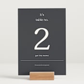 "Memo" - Table Numbers in Charcoal by Blustery August - Displayed (stand not included)