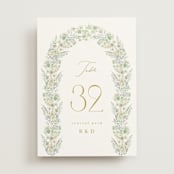 "Floral Arch" - Table Numbers in Greenery by Phrosné Barwood - Front
