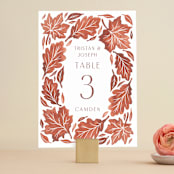 "Watercolor Fallen Leaves" - Table Numbers in Copper by Katharine Watson - Front