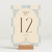 "Checker Wash" - Table Numbers in Ivory by Baumbirdy - Displayed (stand not included)