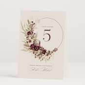 "Dried Floral Wreath" - Table Numbers in Cabernet by Erin Deegan - Folded