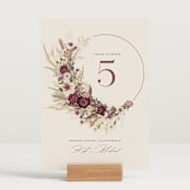 "Dried Floral Wreath" - Table Numbers in Cabernet by Erin Deegan - Displayed (stand not included)
