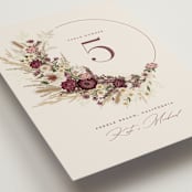 "Dried Floral Wreath" - Table Numbers in Cabernet by Erin Deegan - Detail