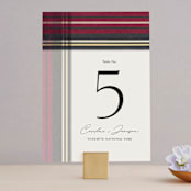 "Holiday Tartan" - Table Numbers in Cranberry by Erin Deegan - Front