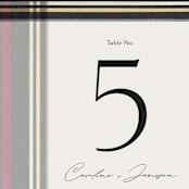 "Holiday Tartan" - Table Numbers in Cranberry by Erin Deegan - Detail