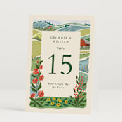 "Farm and Field" - Table Numbers in Barn by Paper Sun Studio - Folded